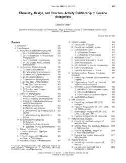 Chemistry, Design, and Structure&minus;Activity Relationship of Cocaine