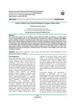 Analysis of Abiotic Stress Induced Metabolomic Changes in Vigna