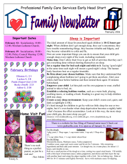 our February 2016 Newsletter. - Professional Family Care Services