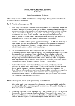 Topics of IPE 2014