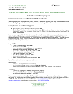 Letter to 6th Grade Parents - West Bloomfield School District