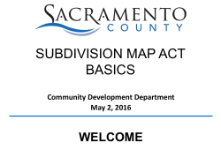 Subdivision Map Act Basics - Sacramento County Planning