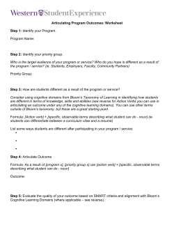 Articulating Program Outcomes: Worksheet Step 1: Identify your
