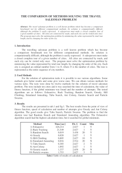 the comparison of methods solving the travel salesman problem