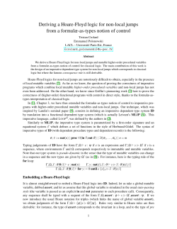 Deriving a Hoare-Floyd logic for non-local jumps