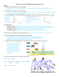 Semester Review for AP Biology Second Semester Exam Ecology 1