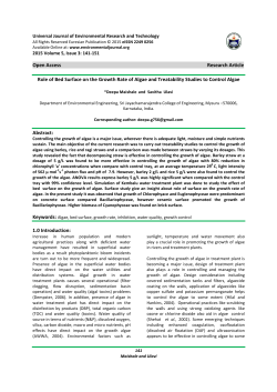 Role of Bed Surface on the Growth Rate of Algae and Treatability