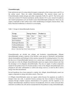 Chemolithotrophy Some prokaryotes grow by using reduced