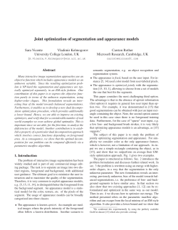 Joint optimization of segmentation and appearance models