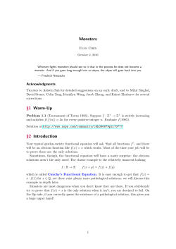 Monsters &sect;1 Warm-Up &sect;2 Introduction