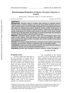 Biotechnological Reduction of Tobacco (Nicotiana Tabacum L