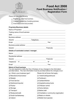 Food Business notification/registration form