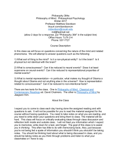 Philosophy 384a Philosophy of Mind: Philosophical Psychology