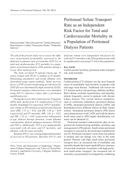 Peritoneal Solute Transport Rate as an Independent Risk Factor for