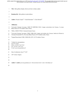 Title: Alkyl gallates display elicitor activities in tobacco plants 1 2
