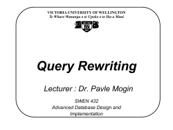 Query Rewrite Methods - Victoria University of Wellington