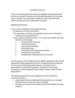 Certificate of License If you are an organization that satisfies the