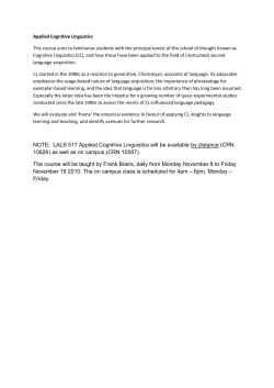 NOTE: LALS 517 Applied Cognitive Linguistics will be available by