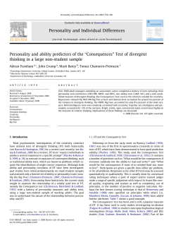 Personality and ability predictors of the &ldquo;Consequences&rdquo; Test of