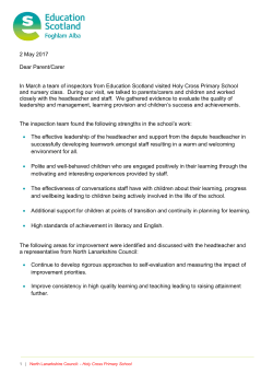 2 May 2017 Dear Parent/Carer In March a team of inspectors from