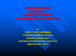 GLOBAL ETIQUETTE BY T. PATTABIRAMAN Senior Manager