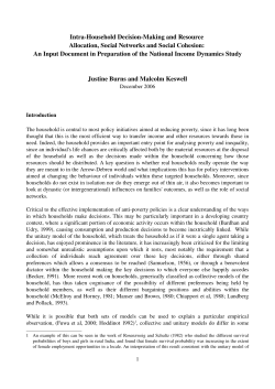 IntraHousehold DecisionMaking and Resource Allocation, Social