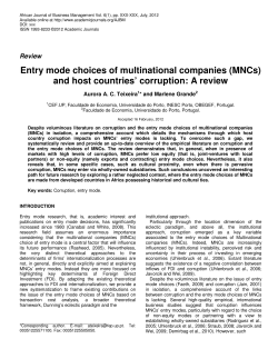 Entry mode choices of multinational companies (MNCs) and host