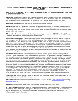 Pin it to Win! Prize Drawing (&ldquo;Sweepstakes&rdquo;) OFFICIAL RULES