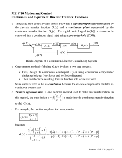 Continuous and Equivalent Discrete Transfer Functions
