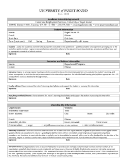 Academic Internship - University of Puget Sound