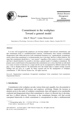 Commitment in the workplace: toward a general model