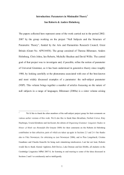 1 Introduction: Parameters in Minimalist Theory Ian Roberts