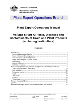 Pests, Diseases and Contaminants of Grain and Plant Products