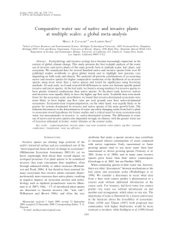 Comparative water use of native and invasive plants at multiple