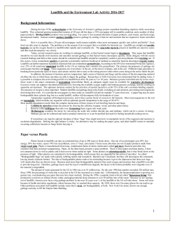 Landfills and the Environment 2016-2017