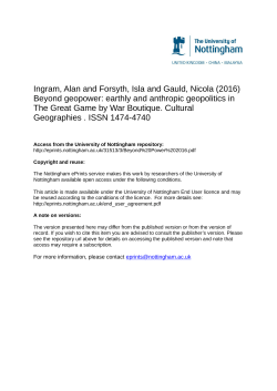 (2016) Beyond geopower: earthly and anthropic geopolitics in The