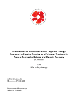 Effectiveness of Mindfulness Based Cognitive Therapy