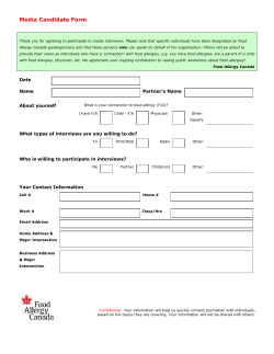 Media Volunteer Form - Food Allergy Canada