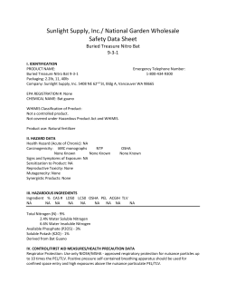 Sunlight Supply, Inc./ National Garden Wholesale Safety Data Sheet