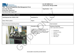 Plant and Equipment Risk Management Form