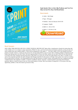 Epub Sprint: How to Solve Big Problems and Test