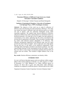 Potassium Efficiency of 14 Different Plant Species Grown on a
