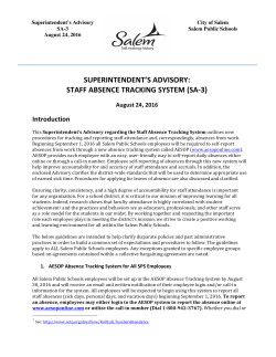 superintendent`s advisory: staff absence