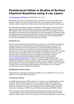 Postdoctoral scholarship in studies of surface chemical reactions