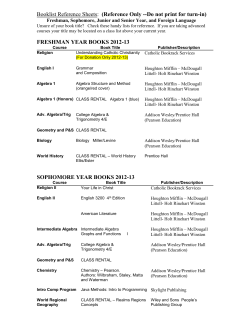 Booklists FOR REFERENCE ONLY