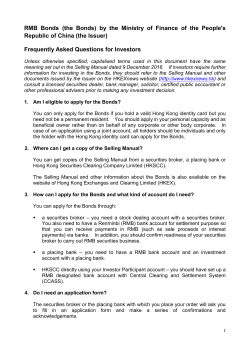 RMB Bonds (the Bonds) by the Ministry of Finance of the