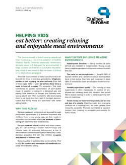 eat better: creating relaxing and enjoyable meal environments