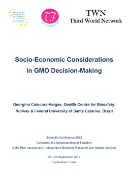 Socio-Economic Considerations in GMO Decision-Making