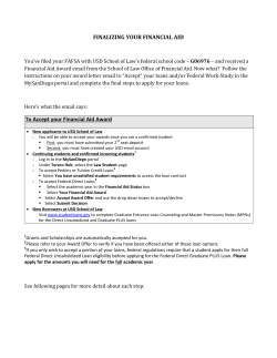 FINALIZING YOUR FINANCIAL AID To Accept your Financial Aid