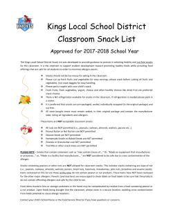 Kings Local School District Classroom Snack List